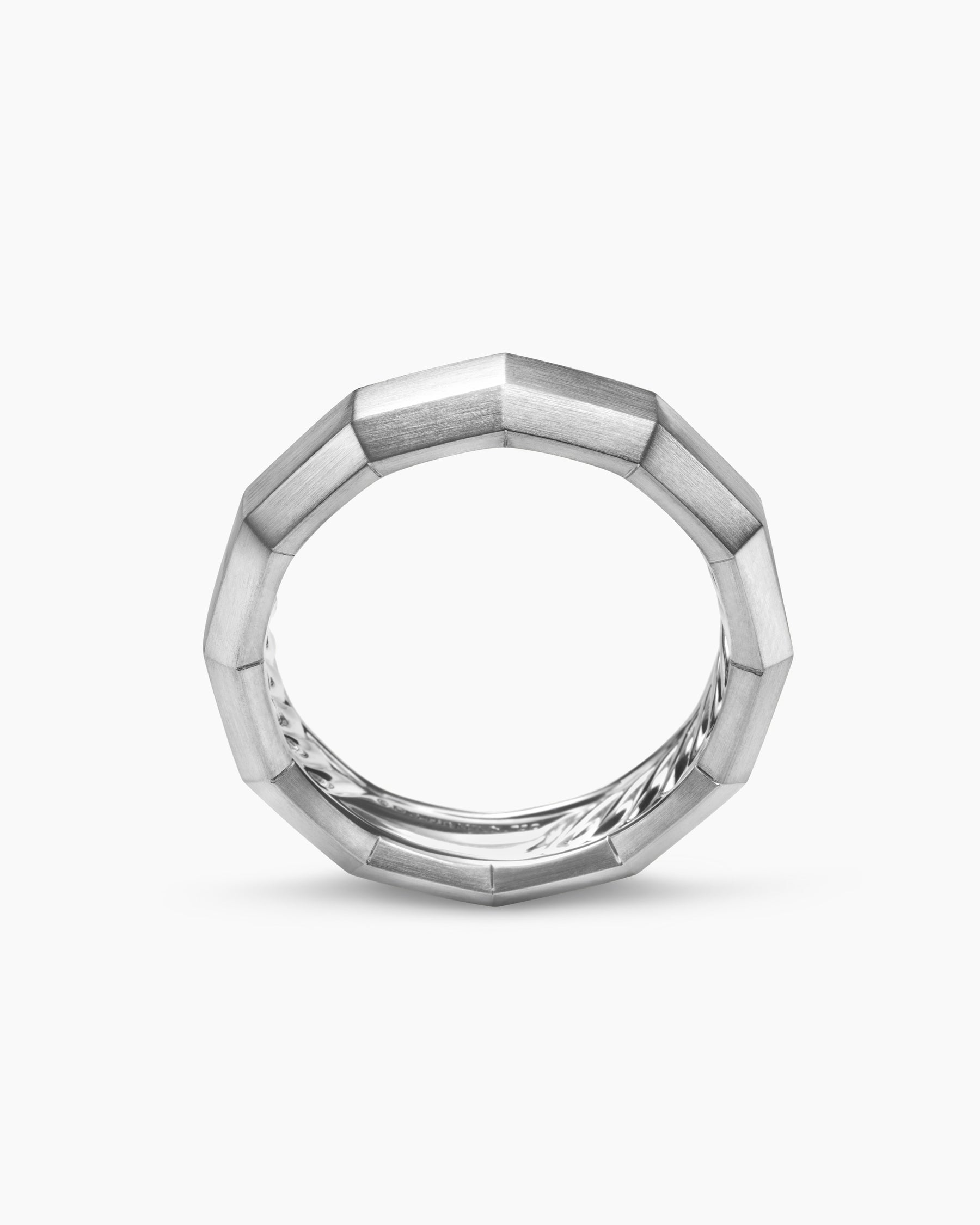 Faceted Band Ring in 18K White Gold, 6mm