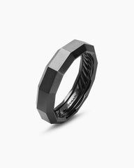 Faceted Band Ring in Black Titanium, 6mm