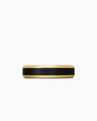 Beveled Band Ring in 18K Yellow Gold with Black Titanium, 6mm