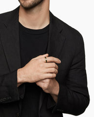 Beveled Band Ring in 18K Yellow Gold with Black Titanium, 6mm