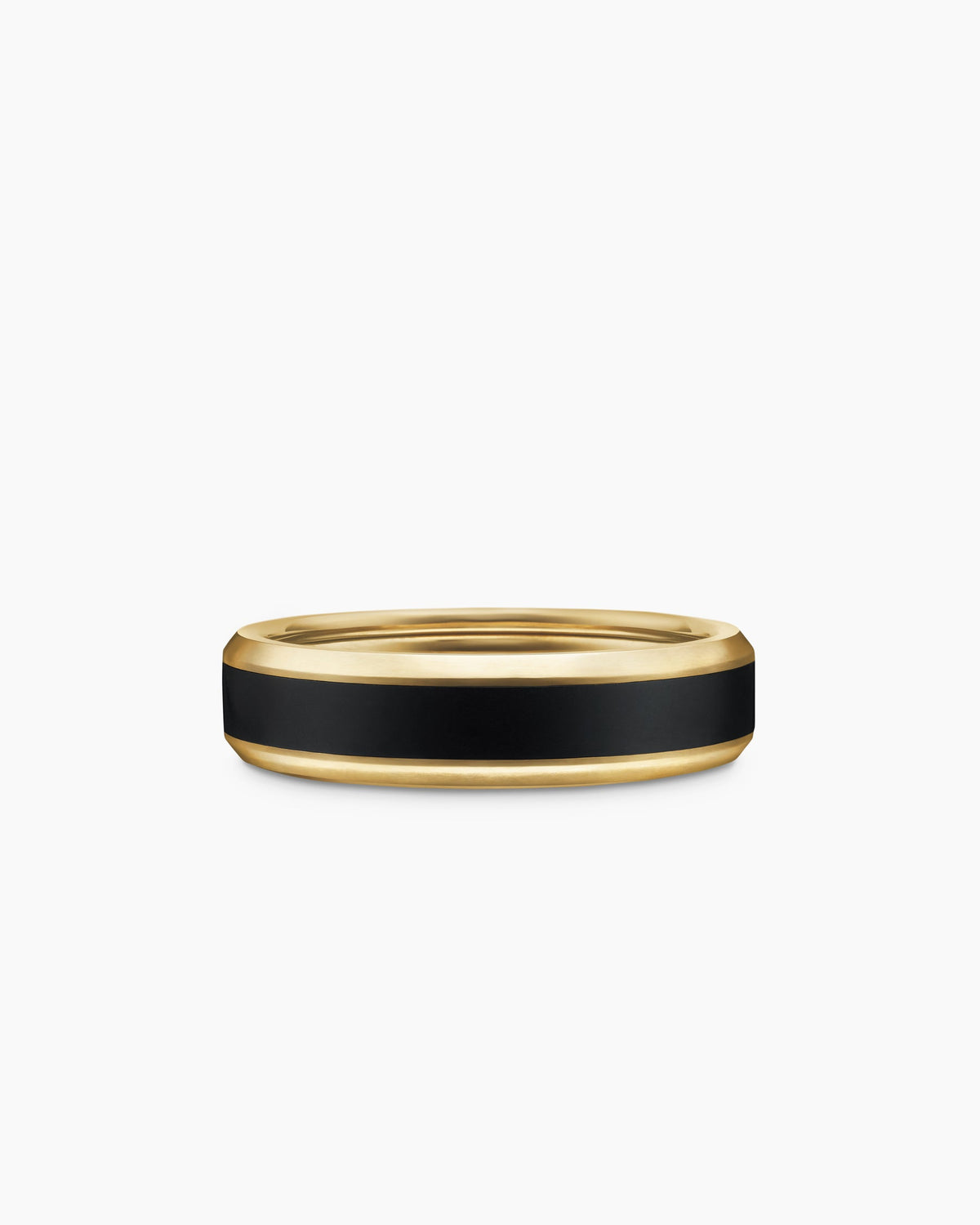 Beveled Band Ring in 18K Yellow Gold with Black Titanium, 6mm