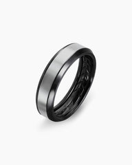 Beveled Band Ring in Black Titanium with Grey Titanium, 6mm