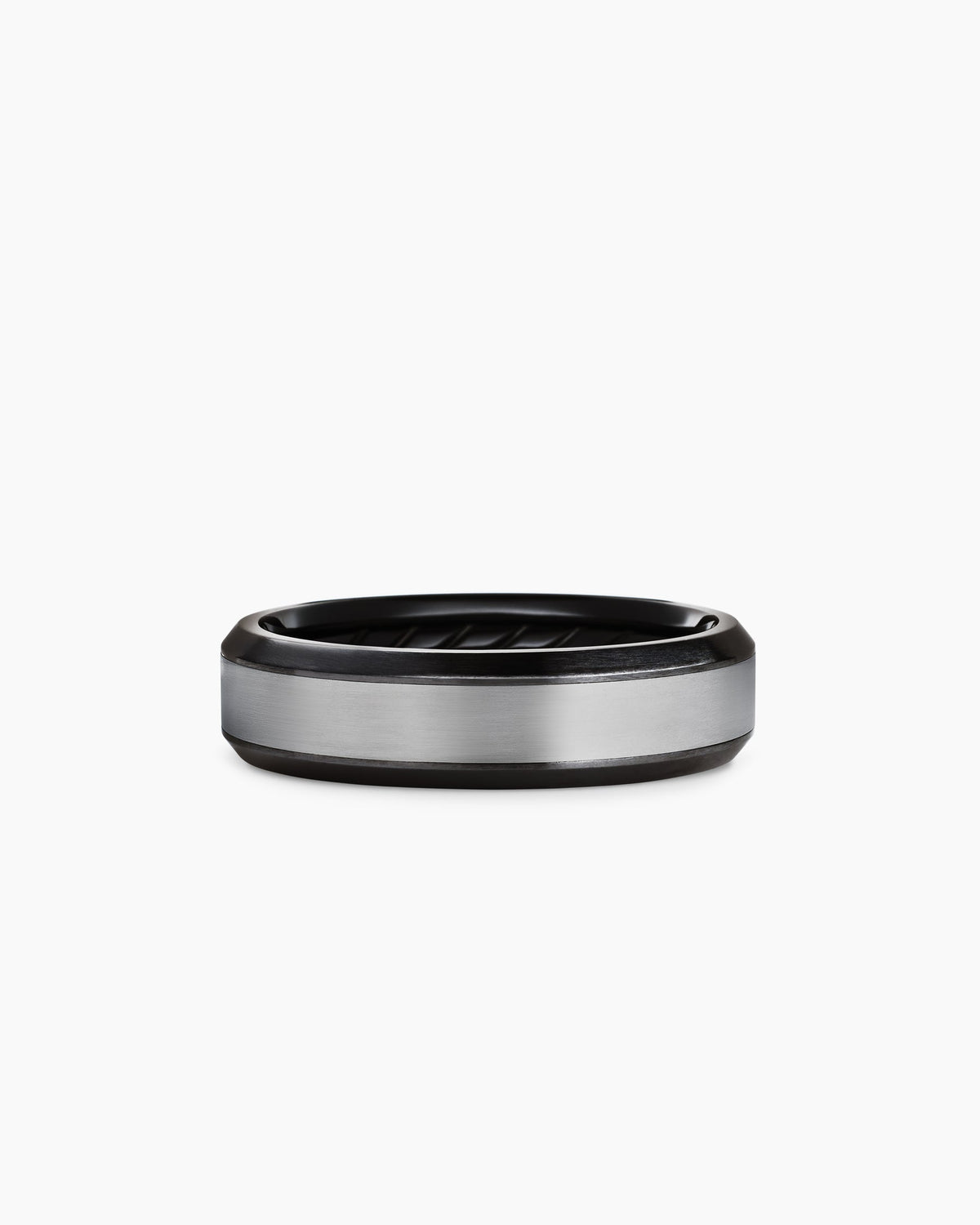 Beveled Band Ring in Black Titanium with Grey Titanium, 6mm