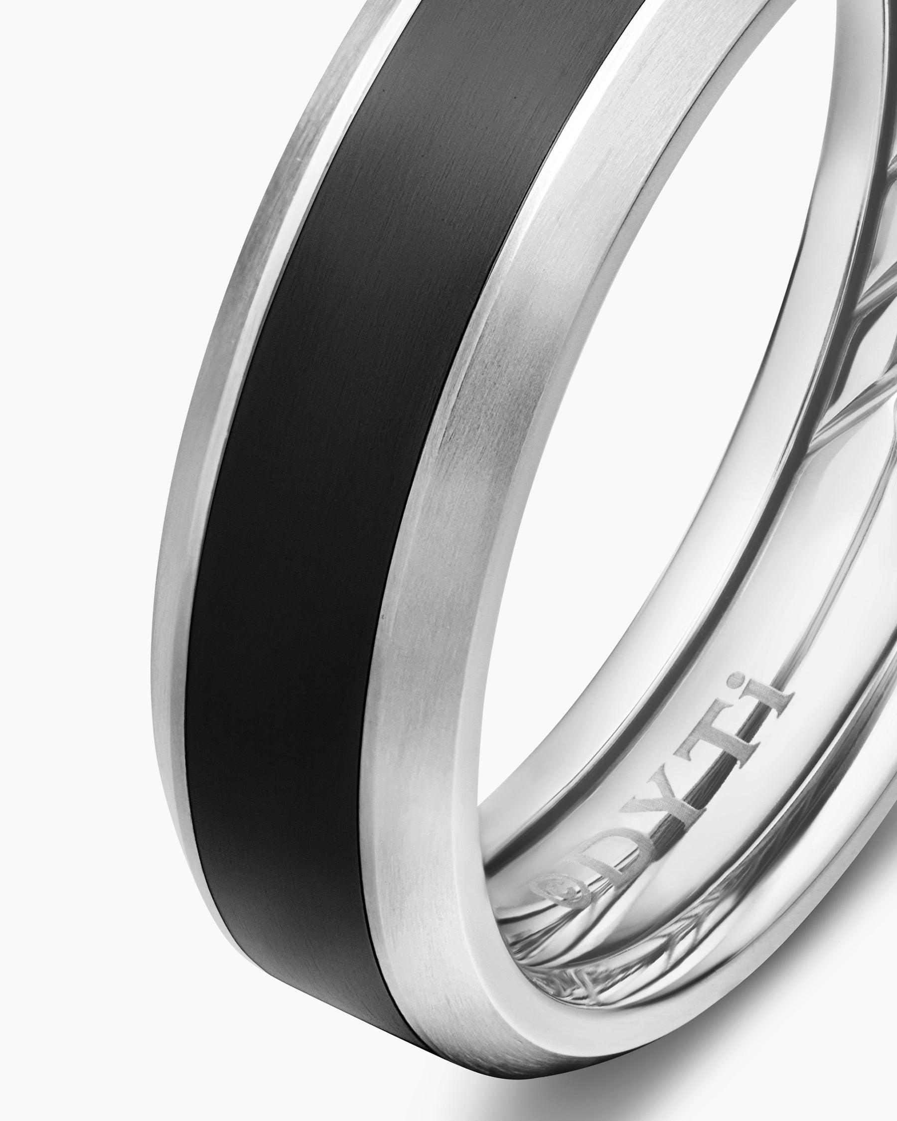 Beveled Band Ring in Grey Titanium with Black Titanium, 6mm