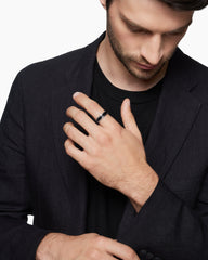 Beveled Band Ring in Grey Titanium with Black Titanium, 6mm