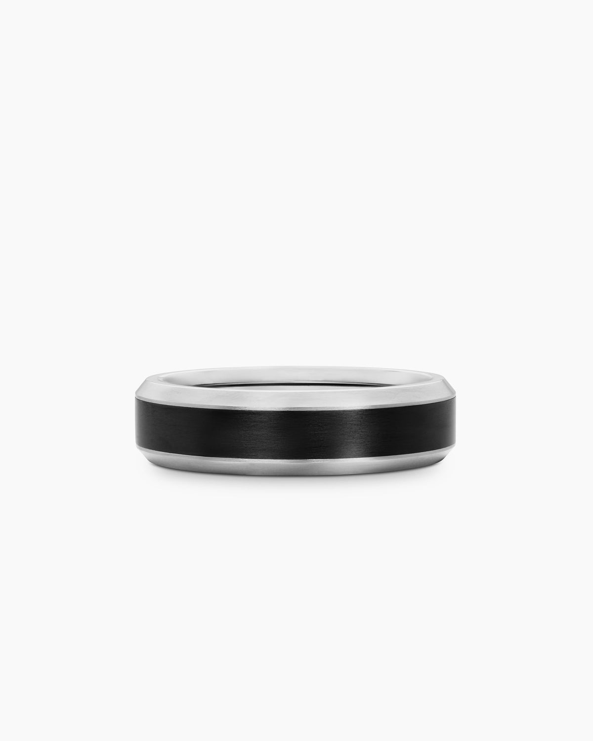 Beveled Band Ring in Grey Titanium with Black Titanium, 6mm