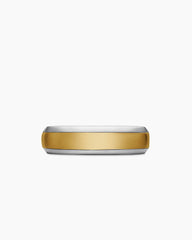 Beveled Band Ring in 18K White and Yellow Gold, 6mm