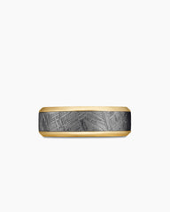Beveled Band Ring in 18K Yellow Gold with Meteorite, 8.5mm