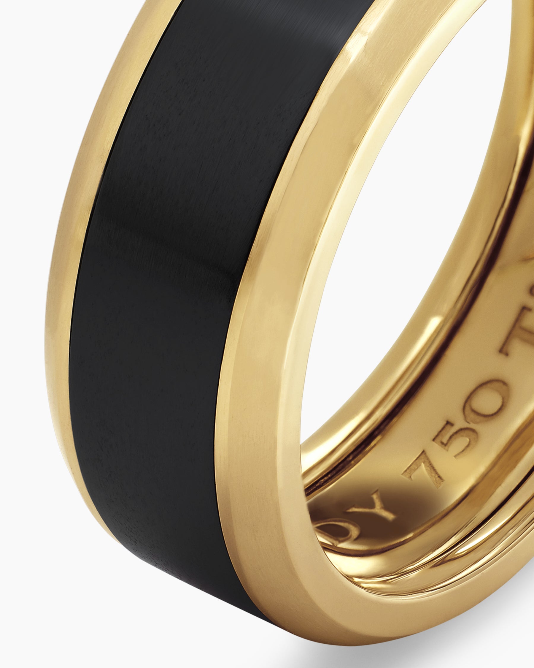 Beveled Band Ring in 18K Yellow Gold with Black Titanium, 8.5mm