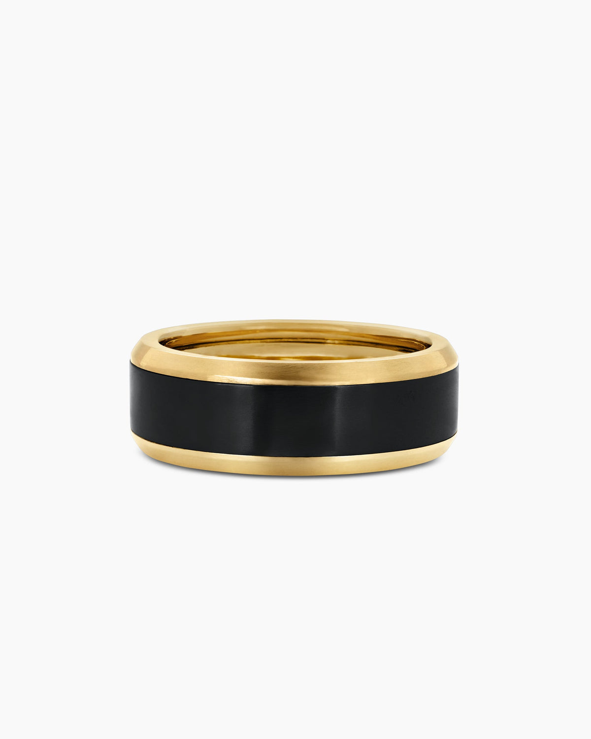 Beveled Band Ring in 18K Yellow Gold with Black Titanium, 8.5mm