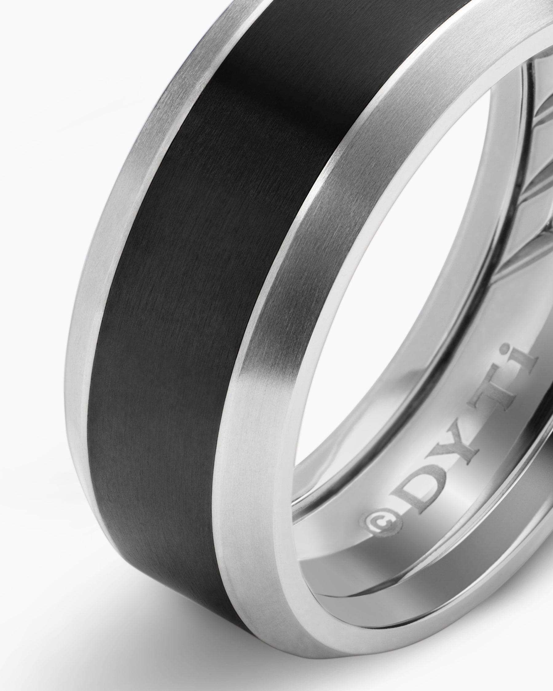 Beveled Band Ring in Grey Titanium with Black Titanium, 8.5mm