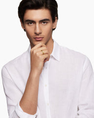 Faceted Band Ring in 18K Yellow Gold with Center Diamond, 6mm