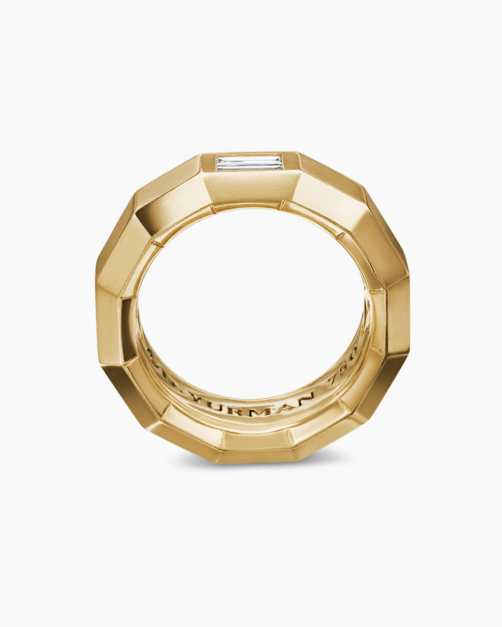 Faceted Band Ring in 18K Yellow Gold with Center Diamond, 8mm
