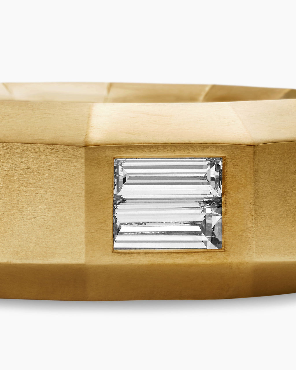 Faceted Band Ring in 18K Yellow Gold with Center Diamond, 8mm