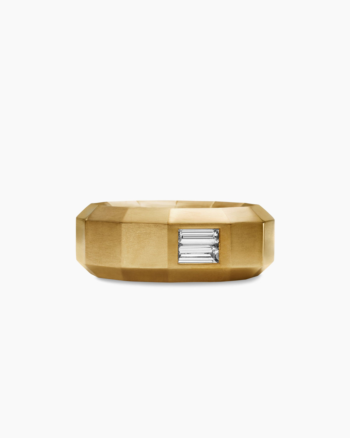 Faceted Band Ring in 18K Yellow Gold with Center Diamond, 8mm