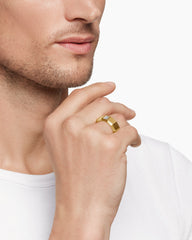 Faceted Band Ring in 18K Yellow Gold with Center Diamond, 10mm