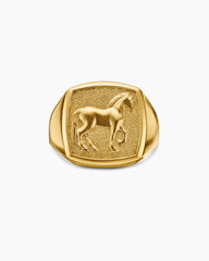 Petrvs® Horse Signet Ring in 18K Yellow Gold, 18.3mm
