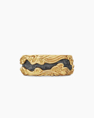 Waves Forged Carbon Band Ring in 18K Yellow Gold, 13mm