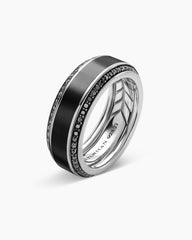 Beveled Band Ring in Black Titanium with Black Diamonds, 8mm