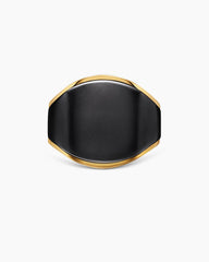 Streamline® Signet Ring in 18K Yellow Gold with Black Titanium, 20.2mm