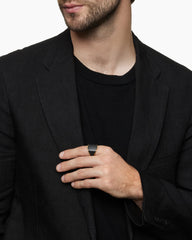 Streamline® Signet Ring in 18K Yellow Gold with Black Titanium, 20.2mm