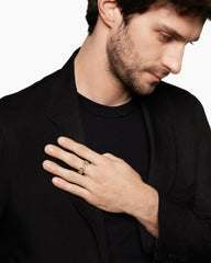 Curb Chain Band Ring in 18K Yellow Gold with Diamonds, 8mm