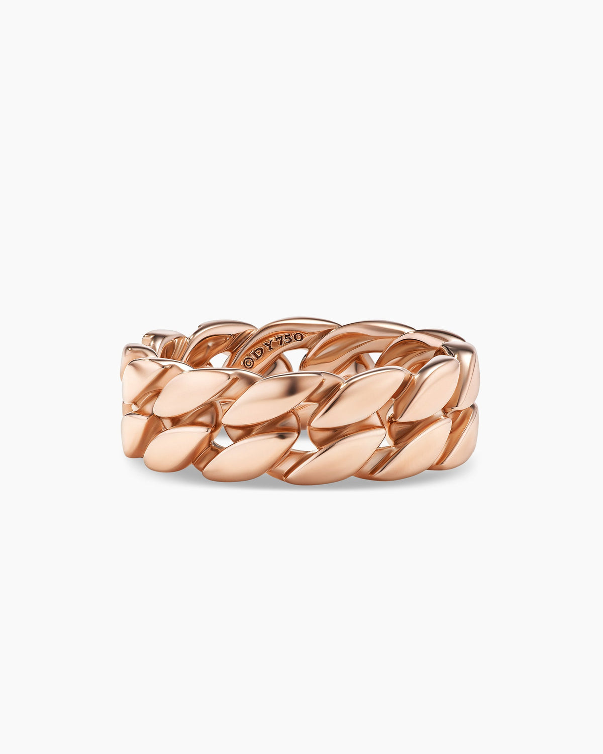 Curb Chain Band Ring in 18K Rose Gold, 8mm