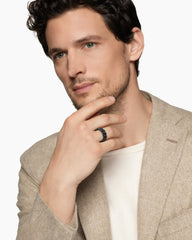 Curb Chain Band Ring in Black Titanium with Black Diamonds, 8mm