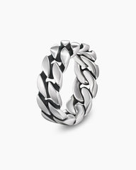 Curb Chain Band Ring in Sterling Silver, 8mm