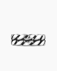 Curb Chain Band Ring in Sterling Silver, 8mm