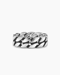 Curb Chain Band Ring in Sterling Silver, 8mm
