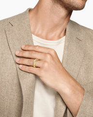 Chevron Pavé Band Ring in 18K Yellow Gold with Diamonds, 9mm