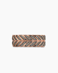 Chevron Pavé Band Ring in 18K Rose Gold with Cognac Diamonds, 9mm