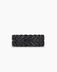 Chevron Pavé Band Ring in Black Titanium with Black Diamonds, 9mm