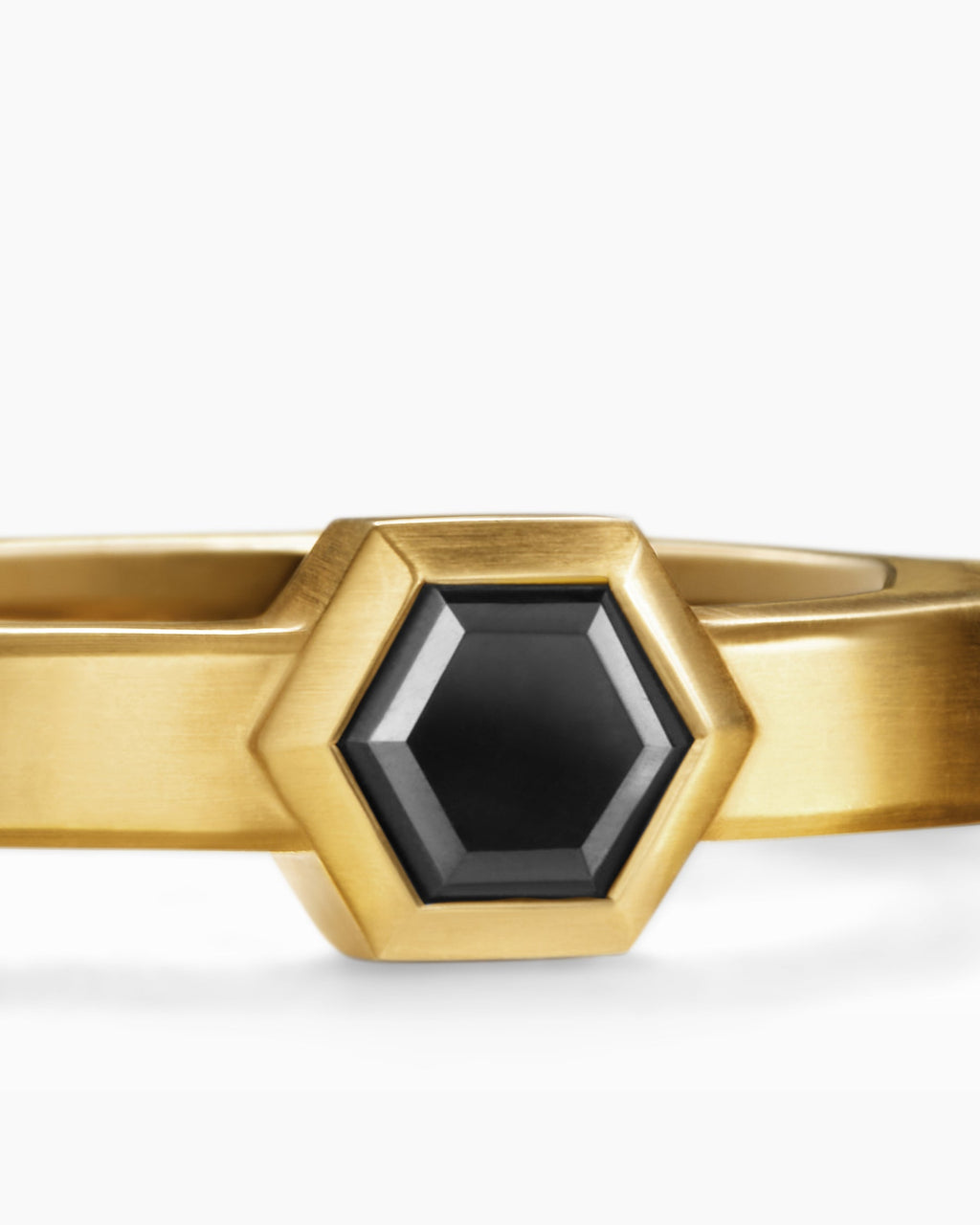 Nesting Band Ring in 18K Yellow Gold with Center Black Diamond, 10mm