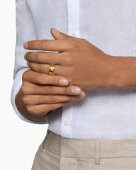 Nesting Band Ring in 18K Yellow Gold with Center Black Diamond, 10mm