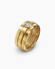 Nesting Band Ring in 18K Yellow Gold with Center Diamond, 10mm