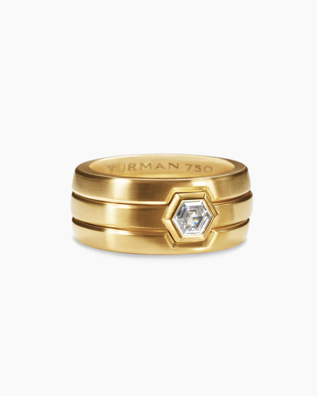 Nesting Band Ring in 18K Yellow Gold with Center Diamond, 10mm