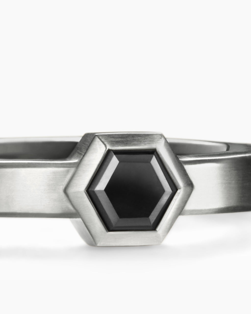 Nesting Band Ring in Platinum with Center Black Diamond, 10mm