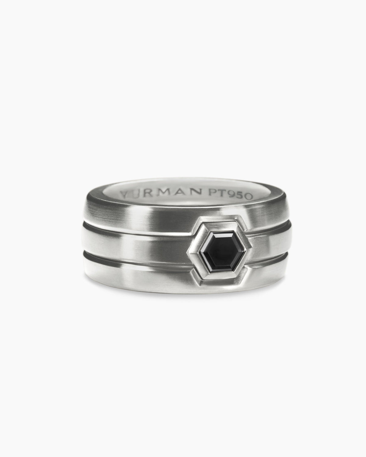 Nesting Band Ring in Platinum with Center Black Diamond, 10mm