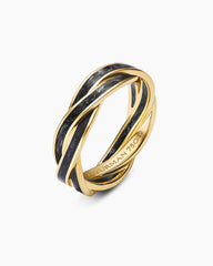 DY Helios™ Band Ring in 18K Yellow Gold with Forged Carbon, 6mm