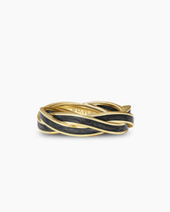 DY Helios™ Band Ring in 18K Yellow Gold with Forged Carbon, 6mm