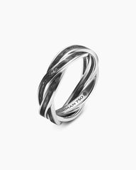 DY Helios™ Band Ring in 18K White Gold with Forged Carbon, 6mm