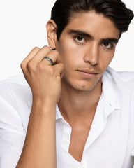 DY Helios™ Band Ring in Sterling Silver with Black Diamonds, 6mm