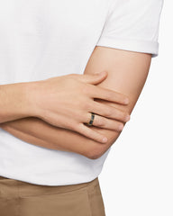 Forged Carbon Faceted Band Ring in 18K Yellow Gold, 6mm