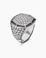 Streamline® Bold Signet Ring in Sterling Silver with Diamonds, 23.4mm