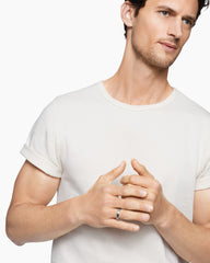 Faceted Station Band Ring in Sterling Silver with Black Diamonds, 6mm