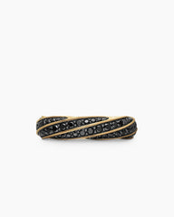 Cable Edge® Band Ring in 18K Yellow Gold with Black Diamonds, 6mm