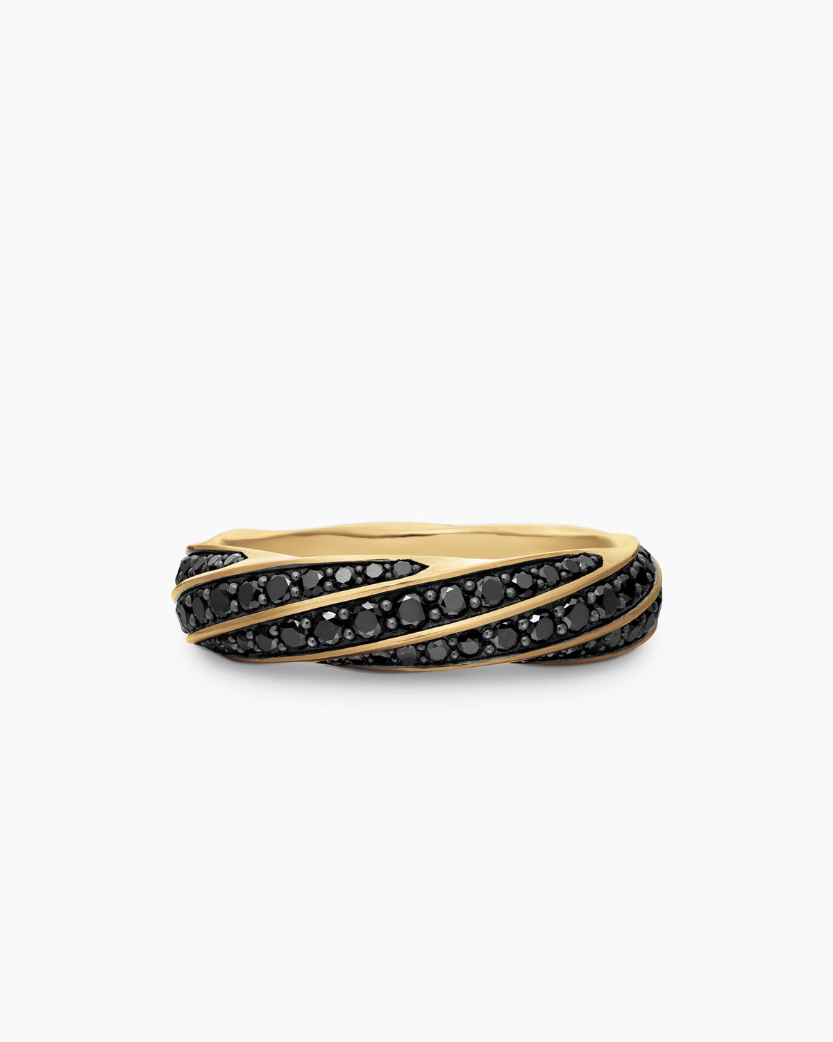 Cable Edge® Band Ring in 18K Yellow Gold with Black Diamonds, 6mm