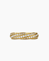 Cable Edge® Band Ring in 18K Yellow Gold with Diamonds, 6mm